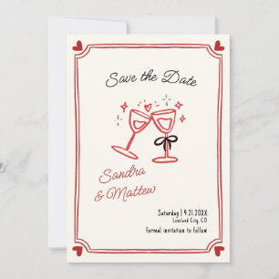 Whimsical Hand Drawn Wedding Save the Date Invitation
