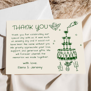 Whimsical Hand Drawn Wedding Thank You Card