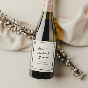 Whimsical Hand Drawn Wedding Wine Label