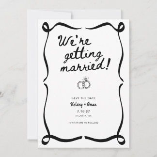 Whimsical Hand Drawn We're Getting Married  Invitation