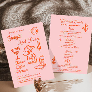 Whimsical Hand Drawn Western Bachelorette Party Invitation