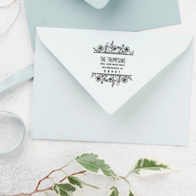 Whimsical Hand-Drawn Wildflowers Greenery Rubber Stamp (Creator Uploaded)