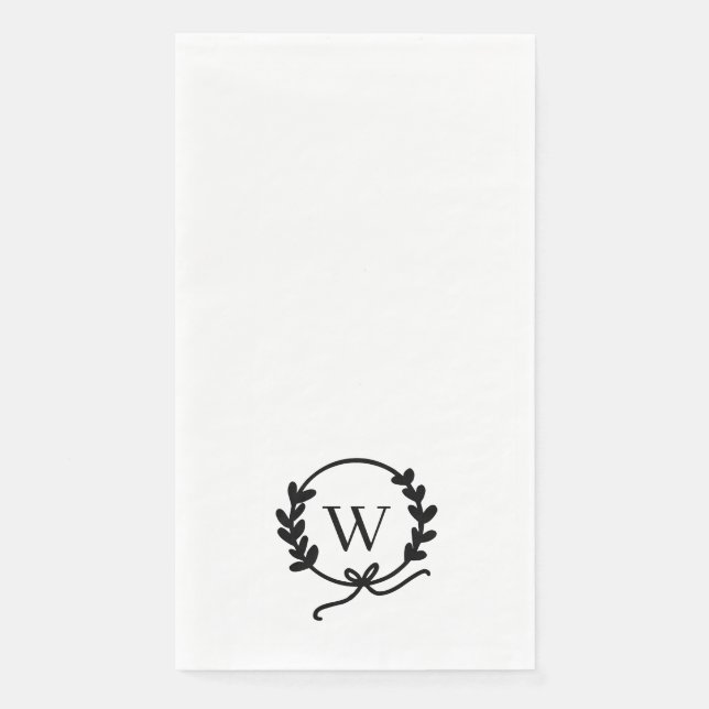 Whimsical Hand-Drawn Wreath Monogram Napkin (Front)