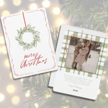 Whimsical Hand Drawn Wreath Photo Christmas