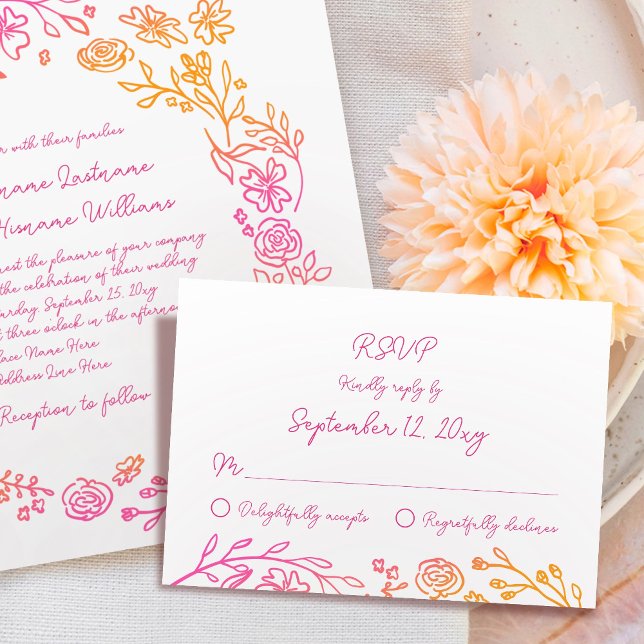 Whimsical Hand Illustrated Green Frame RSVP Card (Creator Uploaded)