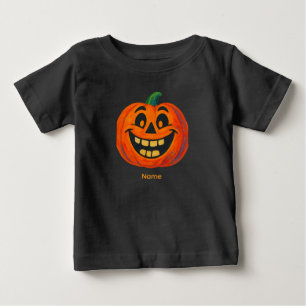 Whimsical Hand-Painted Jack-o'-Lantern Baby T-Shirt