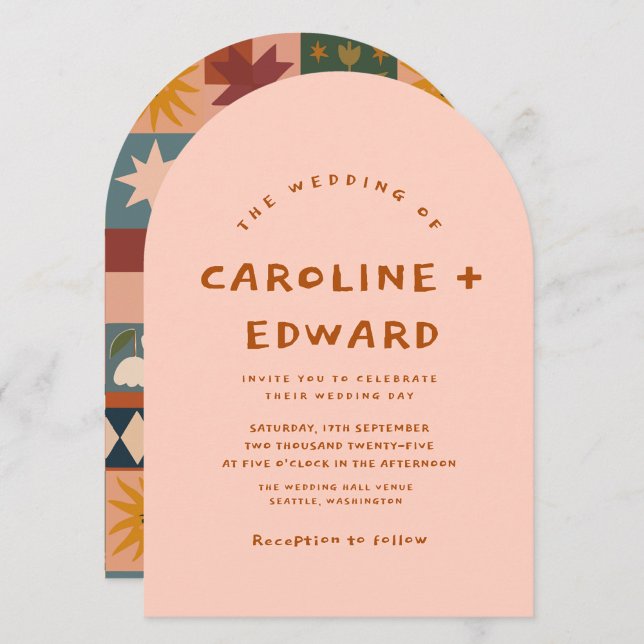 Whimsical handdrawn Bold colourful wedding  Invitation (Creator Uploaded)
