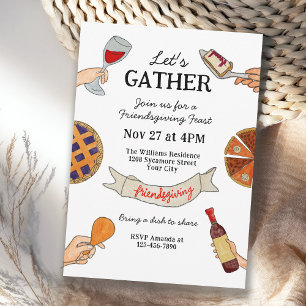 Whimsical Handdrawn Doodles Quirky Friendsgiving Invitation