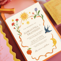 Whimsical handpainted Celestial Folk Wedding 