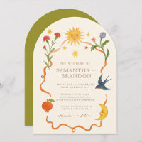Whimsical handpainted Celestial Folk Wedding