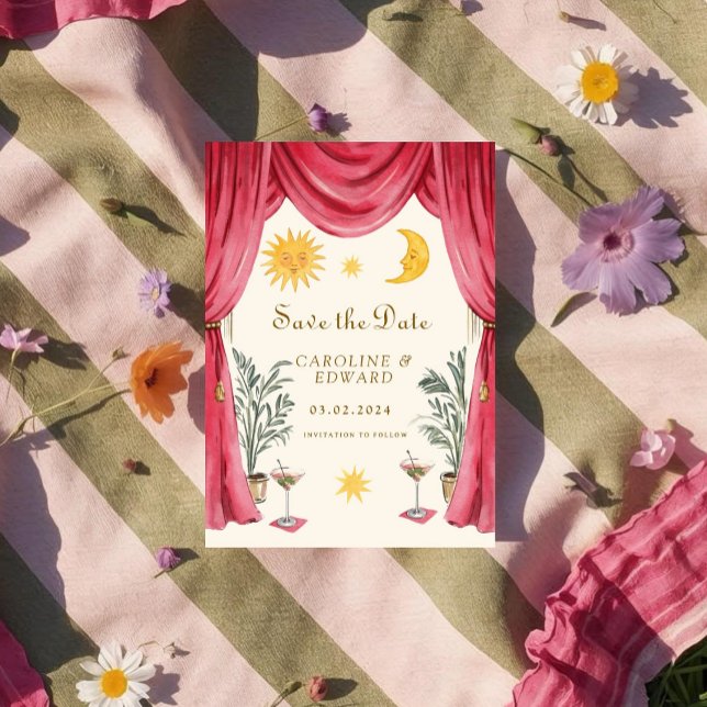 Whimsical handpainted Celestial Folk Wedding  Save The Date (Creator Uploaded)