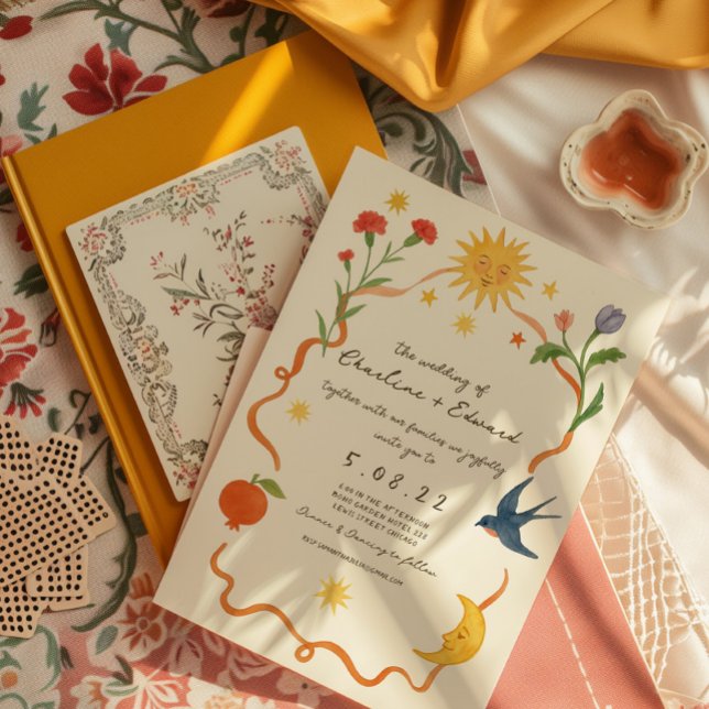 Whimsical handpainted Drawing Wedding  Invitation (Creator Uploaded)