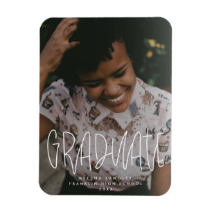 Whimsical Handwriting Overlay Photo Graduation Magnet
