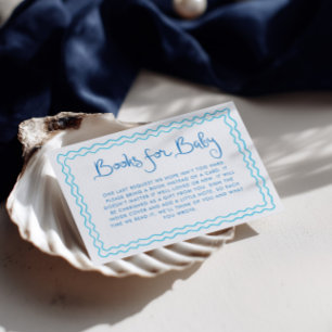 Whimsical Handwritten Blue Books for Baby Enclosure Card