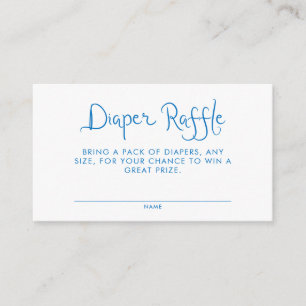 Whimsical Handwritten Blue Diaper Raffle Enclosure Card