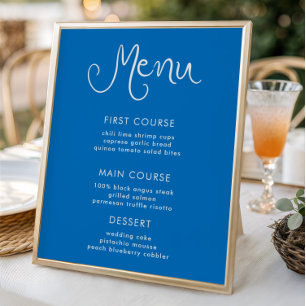 Whimsical Handwritten Blue Menu Poster