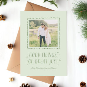 Whimsical Handwritten Good Tidings Christmas  Holiday Card
