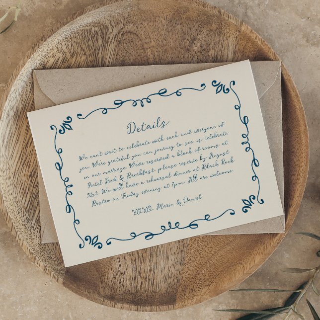 Whimsical Handwritten Illustrated Wedding Details RSVP Card (Creator Uploaded)
