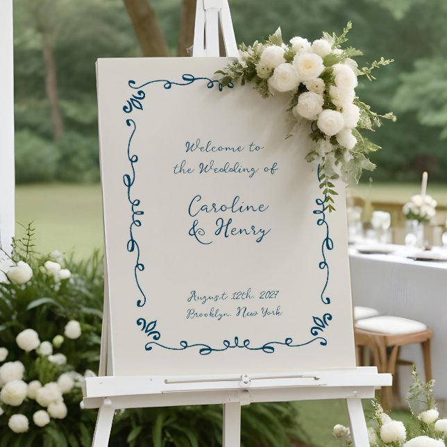 Whimsical Handwritten Illustrated Wedding Sign (Creator Uploaded)