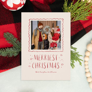 Whimsical Handwritten Merry Christmas Red Holiday Card