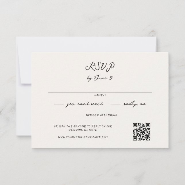 Whimsical Handwritten Wedding  RSVP Card (Front)