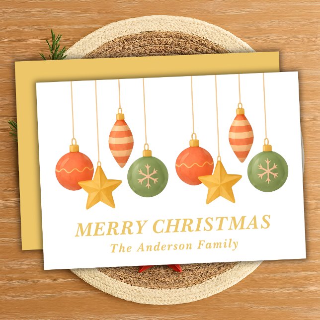 Whimsical Hanging Christmas Ornaments Holiday Card (Creator Uploaded)