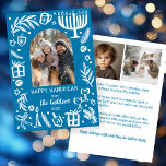 Whimsical Hanukkah Cute Custom Arch 3 PHOTO  Holiday Card<br><div class="desc">Perfect cute card for a fun holiday greeting! Hand made art for you! Perfect for a winter, hanukkah, holiday party or other event. FULLY CUSTOMIZABLE! Click on “Personalize” above to edit the text and add your own photos. Click "edit using design tool" to adjust the fonts, colors and placements. (check...</div>