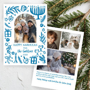 Whimsical Hanukkah Cute Custom Arch 4 PHOTO  Holiday Card