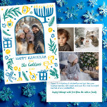 Whimsical Hanukkah Cute Custom Arch 4 PHOTO  Holiday Card<br><div class="desc">Perfect cute card for a fun holiday greeting! Hand made art for you! Perfect for a winter, hanukkah, holiday party or other event. FULLY CUSTOMIZABLE! Click on “Personalize” above to edit the text and add your own photos to the back and front. Click "edit using design tool" to adjust the...</div>