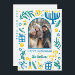 Whimsical Hanukkah Cute Custom Arch PHOTO  Holiday Card<br><div class="desc">Perfect cute card for a fun holiday greeting! Hand made art for you! Perfect for a winter, hanukkah, holiday party or other event. FULLY CUSTOMIZABLE! Click on “Personalize” above to edit the text on the front and back and add your own photos. Click "edit using design tool" to adjust the...</div>