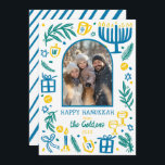 Whimsical Hanukkah Cute Custom Arch PHOTO  Holiday Card<br><div class="desc">Perfect cute card for a fun holiday greeting! Hand made art for you! Perfect for a winter, hanukkah, holiday party or other event. FULLY CUSTOMIZABLE! Click on “Personalize” above to edit the text and add your own photos. Click "edit using design tool" to adjust the fonts, colors and placements. (check...</div>