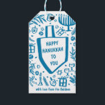 Whimsical Hanukkah Holiday Cute Driedel Custom Gift Tags<br><div class="desc">Perfect cute custom gift tag! Hand made art for you! Perfect for a winter, hanukkah, holiday party or other event. FULLY CUSTOMIZABLE! Click on “Personalise” above to edit the text. Click "edit using design tool" to adjust the fonts, colours and placements. (check my shop for alternate designs too) THANK YOU...</div>
