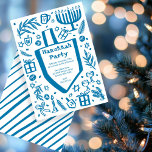 Whimsical Hanukkah Holiday Party Cute Custom Invitation<br><div class="desc">Perfect cute card for a fun holiday party invitation! Hand made art for you! Perfect for a winter, hanukkah, holiday party or other event. FULLY CUSTOMIZABLE! Click on “Personalise” above to edit the text. Click "edit using design tool" to adjust the fonts, colours and placements. (check my shop for alternate...</div>