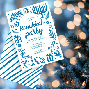 Whimsical Hanukkah Holiday Party Cute Custom Invitation