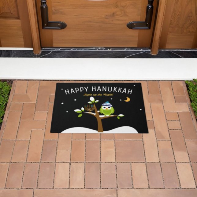 Whimsical Hanukkah Owl & Menorah Light up theNight Doormat (Creator Uploaded)