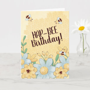 Whimsical Happy Birthday Bee Honeycomb Card