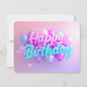 Whimsical Happy Birthday Card Colourful Balloons