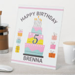 Whimsical Happy Birthday child's party  Pedestal Sign<br><div class="desc">Pretty personalised child's birthday party pedestal sign.</div>