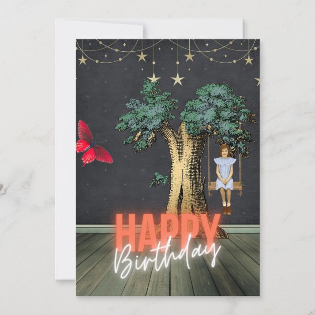 Whimsical Happy Birthday Surreal Altered Art  (Front)