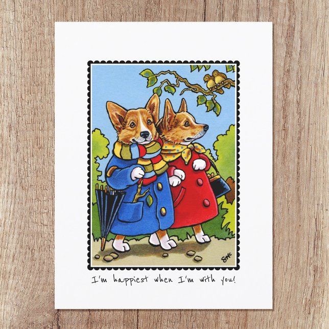 Whimsical Happy Corgi Dog Custom Postcard (Creator Uploaded)