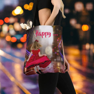 Whimsical Happy Dance Girl Tote Bag