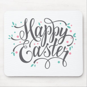 Whimsical Happy Easter Calligraphy   Mousepad