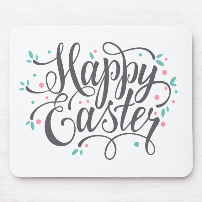 Whimsical Happy Easter Calligraphy | Mousepad (Front)