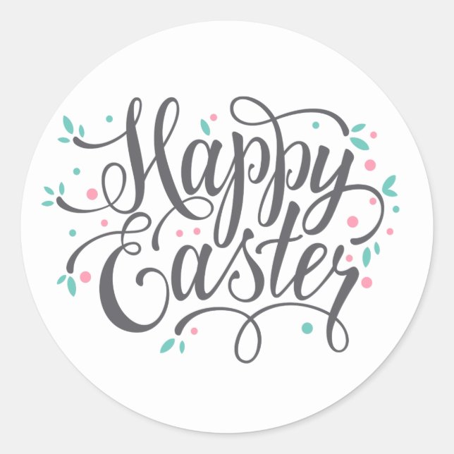 Whimsical Happy Easter Calligraphy | Sticker Seal (Front)