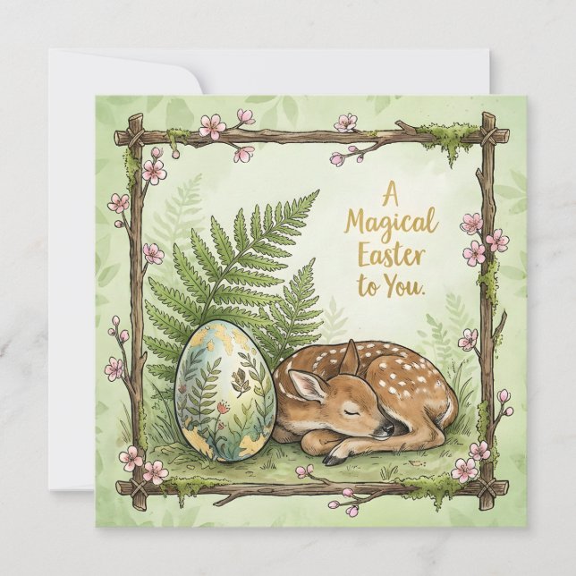 Whimsical Happy Easter Greeting Card (Front)