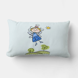 Whimsical Happy Flying Angel Fairy Lumbar Cushion