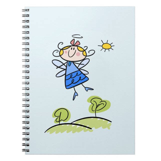 Whimsical Happy Flying Angel Fairy Notebook (Front)