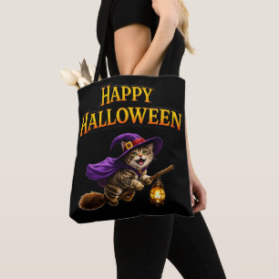 Whimsical happy Halloween tote bag carry your trea