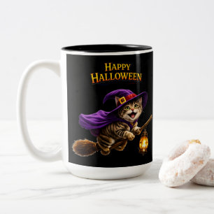 Whimsical happy Halloween two Two-Tone Coffee Mug