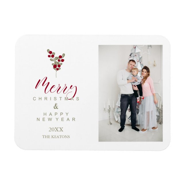 Whimsical Happy Holidays Classic Christmas Photo Magnet (Horizontal)